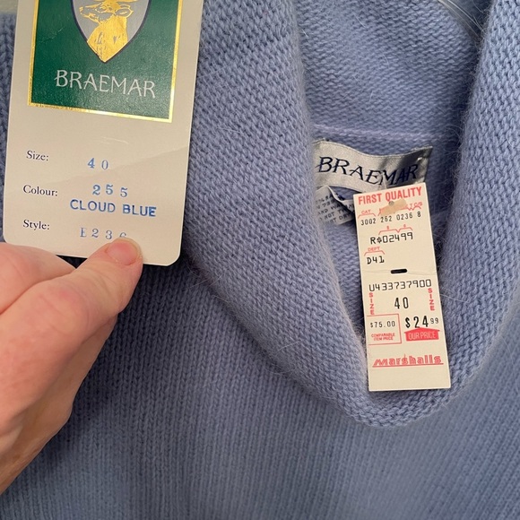 NWT Vintage Braemar Lambswool Blend Sweater Cloud Blue Medium 40 - Picture 5 of 6